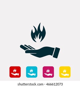 hand holding a fire icon