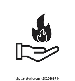 Hand, die ein Feuersymbol hält, Vektorgrafik