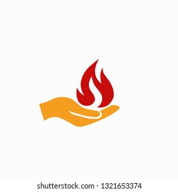 Hand holding a fire icon, flat design best vector icon