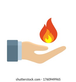 hand holding a fire icon, flat design best vector icon