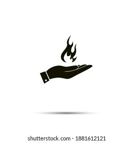 hand holding a fire icon, flat design best vector icon.