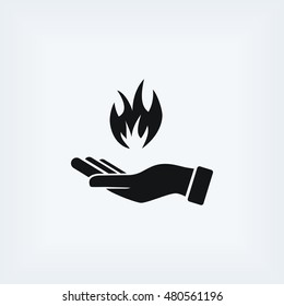 hand holding a fire icon, flat design best vector icon