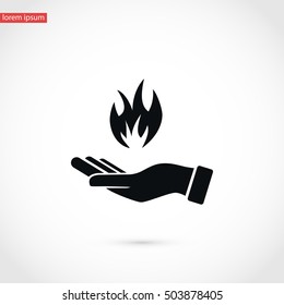 hand holding a fire icon, flat design best vector icon