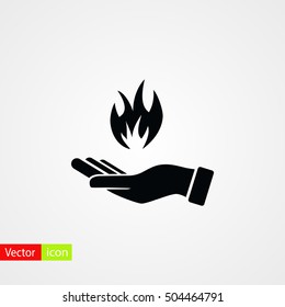 hand holding a fire icon, flat design best vector icon