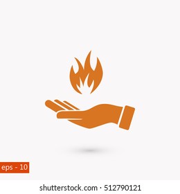 hand holding a fire icon, flat design best vector icon