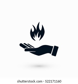 hand holding a fire icon, flat design best vector icon