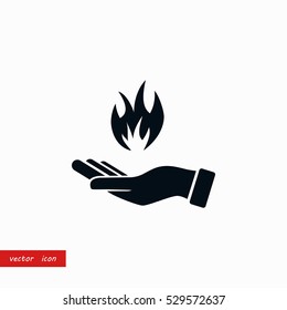 Hand Holding A Fire Icon, Flat Design Best Vector Icon