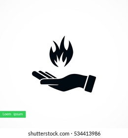 hand holding a fire icon, flat design best vector icon