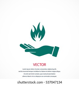 hand holding a fire icon, flat design best vector icon