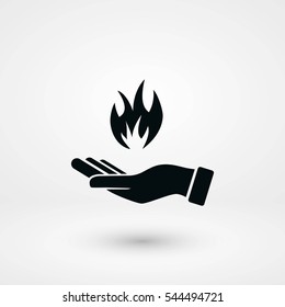 hand holding a fire icon, flat design best vector icon