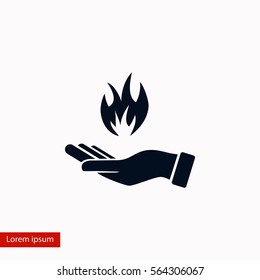 hand holding a fire icon, flat design best vector icon
