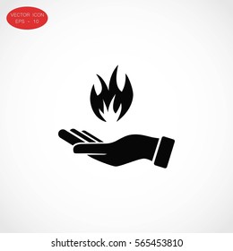 hand holding a fire icon, flat design best vector icon