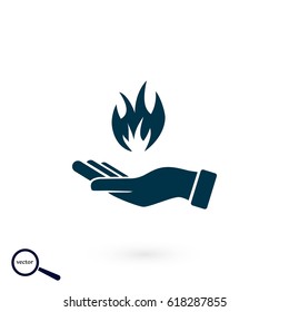 hand holding a fire icon, flat design best vector icon