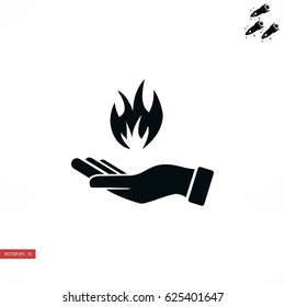 hand holding a fire icon, flat design best vector icon