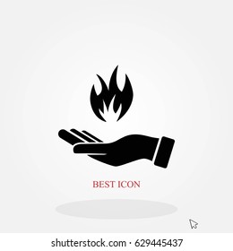 hand holding a fire icon, flat design best vector icon