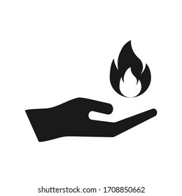 Hand Holding A Fire Icon Isolated On White Background. Vector Illustration. Eps 10.