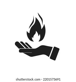Hand holding fire icon white background  Vector illustration
