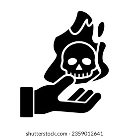 
Hand holding fire icon,halloween,fire magic,skull,isolated on white background.
