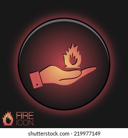 hand holding a fire sign.