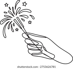 Hand holding fireworks in
