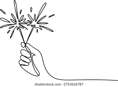 Hand holding fireworks in