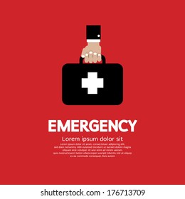 Hand Holding First Aid Box Vector Illustration
