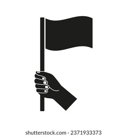 Hand holding flag icon. Vector. Flat design.