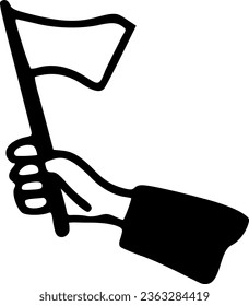 Hand holding flag line icon. linear style sign for mobile concept and sign, symbol, vector, art