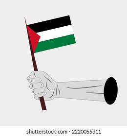 hand holding the flag of Palestine,hand vector illustration