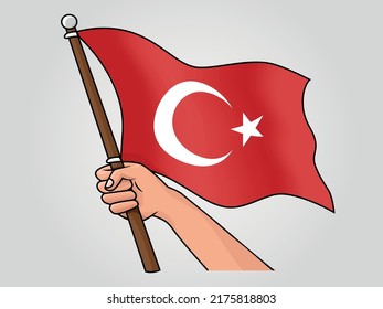 Bandera de retención manual del dibujo vectorial de Turquía