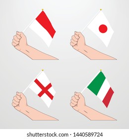 Hand Holding Flag Vector illustration