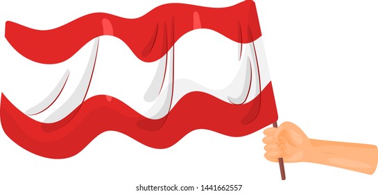 Hand holding a flag. Vector illustration on white background.