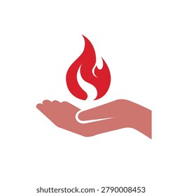 Hand Holding a Flame Fire Logo Vector Design Symbol Icon Illustation