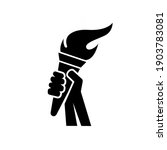 hand holding Flaming torch concept sports or freedom logo design vector illustration icon template isolated background