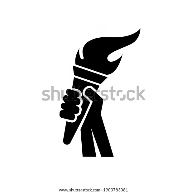 hand\
holding Flaming torch concept sports or freedom logo design vector\
illustration icon template isolated\
background
