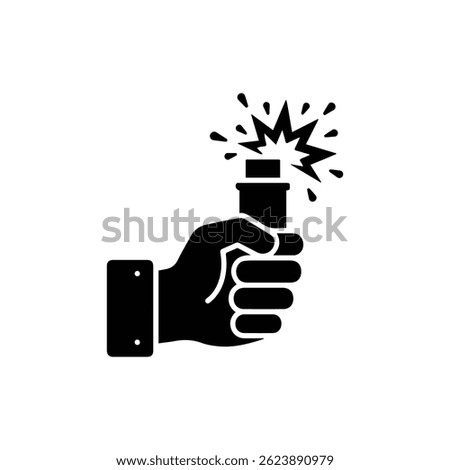 Hand Holding Flare Icon with Splatter Outline