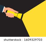 Hand holding flashlight. Clipart image