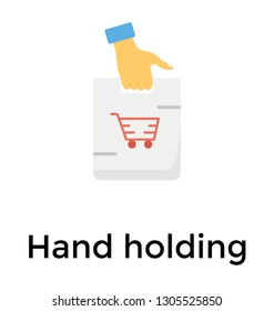 Hand holding flat icon design, tote bag 