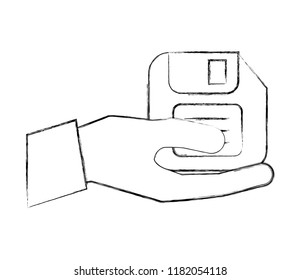 hand holding floppy disk archive file