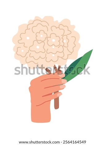 Hand holding flower bunch vector illustration