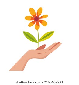 A hand holding a flower, hand made not AI.