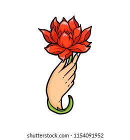 hand holding flowers