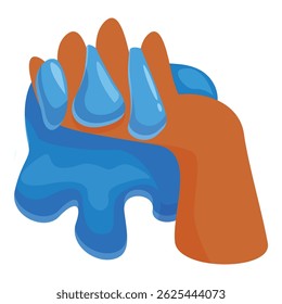 Hand holding flowing water, symbolizing water conservation, purity, and environmental protection