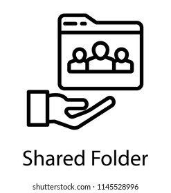 Hand holding a folder directory is shared folder icon image 