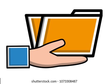 hand holding folder document archive
