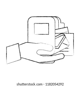 hand holding folder file mail papers office