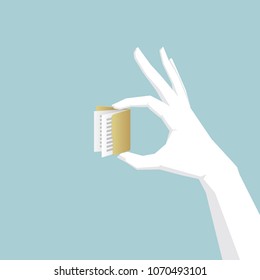 Hand holding folder icon, hand is white.