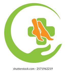 hand holding foot ankle care logo carrot Foot Care logo designs concept vector, Iconic Foot Logo designs template