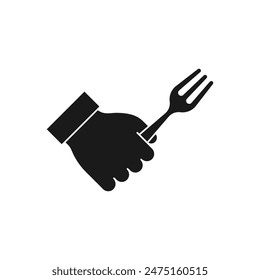 Hand holding fork icon flat style isolated on white background. Vector illustration