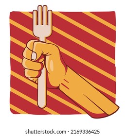 Hand Holding Fork Propaganda Style Poster Illustration